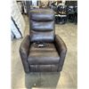 Image 1 : CINDY CRAWFORD HOME BROWN LEATHER POWER  SWIVEL RECLINER