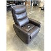 Image 2 : CINDY CRAWFORD HOME BROWN LEATHER POWER  SWIVEL RECLINER