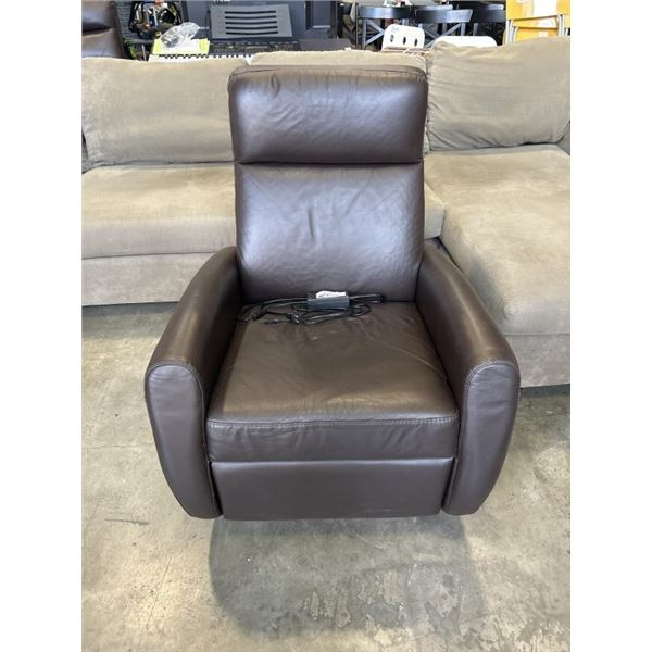 BROWN LEATHER POWER RECLINER