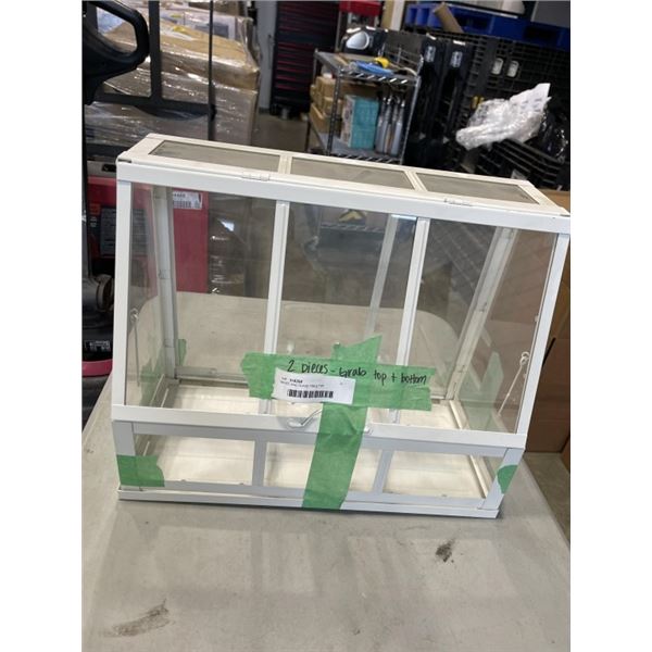 WHITE AND GLASS TABLE TOP GREENHOUSE