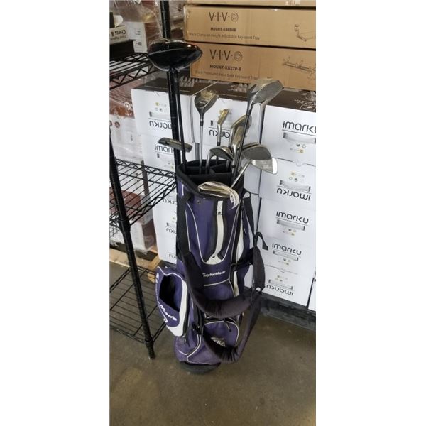 TAYLOR MADE GOLD BAG WITH ASSORTED CLUBS