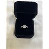 Image 1 : NEW S925 1.0CT PRINCESS CUT SIMULATED DIAMOND (CZ) HALO TWIST RING, SIZE 7, MOUNTED IN 925 STERLING 