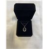Image 1 : NEW PLATINUM PLATED 6.0CT OVAL CUT BLACK SIMULATED DIAMOND (CZ) HALO NECKLACE 17-19" LONG