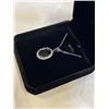 Image 3 : NEW PLATINUM PLATED 6.0CT OVAL CUT BLACK SIMULATED DIAMOND (CZ) HALO NECKLACE 17-19" LONG