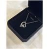 Image 2 : NEW S925 0.5CT SIMULATED DIAMOND (CZ) HEART NECKLACE, 16-18" LONG MOUNTED IN 925 STERLING SILVER W/ 