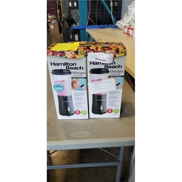 2 HAMILTON BEACH TRAVEL BLENDERS - TESTED WORKING
