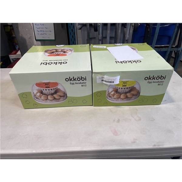 2 NEW OKKOBI EGG INCUBATORS. MODEL M12