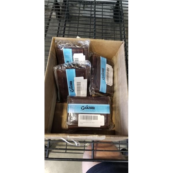 4 NEW CAZORO RFID TESTED BROWN LEATHER WALLETS