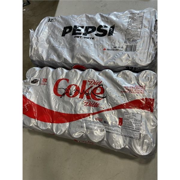 32 PACK OF DIET PEPSI AND 32 PACK OF DIET COKE, SOME MISSING
