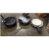 Image 1 : 2 TRAMONTINA CAST IRON POT WITH LIDS AND 2 CAST IRON SKILLETS