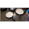 Image 2 : 2 TRAMONTINA CAST IRON POT WITH LIDS AND 2 CAST IRON SKILLETS