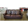 Image 1 : BROWN LEATHER SOFA WITH BRASS NAILHEAD