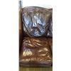 Image 2 : BROWN LEATHER SOFA WITH BRASS NAILHEAD