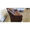 Image 4 : BROWN LEATHER SOFA WITH BRASS NAILHEAD