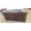 Image 6 : BROWN LEATHER SOFA WITH BRASS NAILHEAD