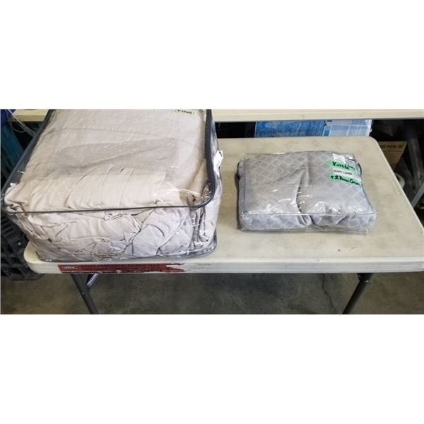 QUEEN SIZE QUEEN QUILT + CASES AND KING GREY DUVET COVER + 2 PILLOW CASES