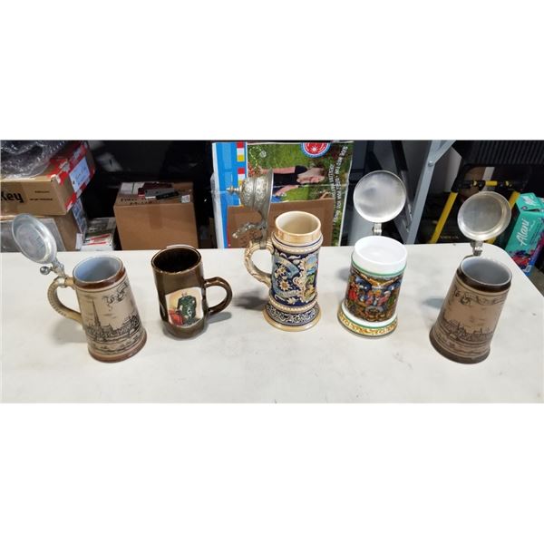 5 BEER STEINS