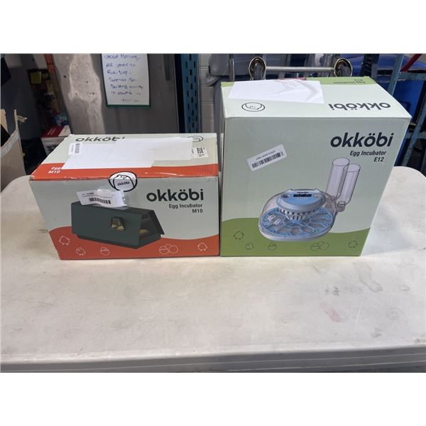 2 OKKOBI EGG INCUBATORS. MODEL E12 AND M10