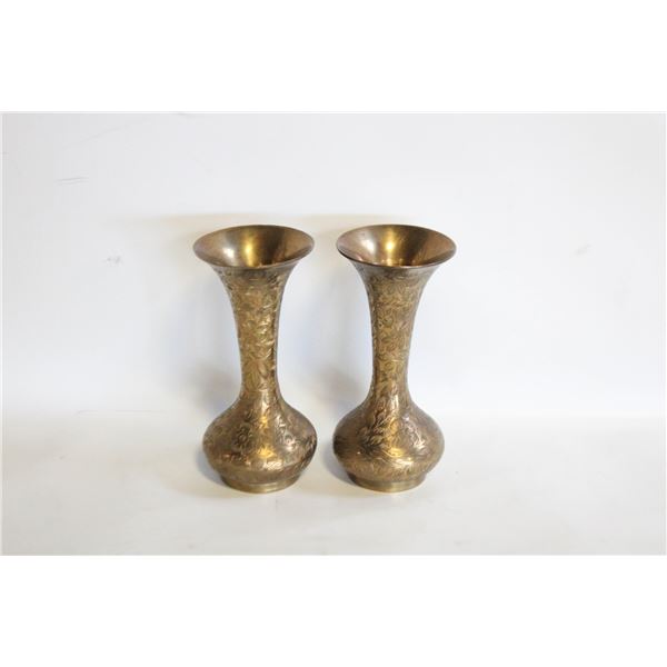 VINTAGE BRASS (X2) VASES