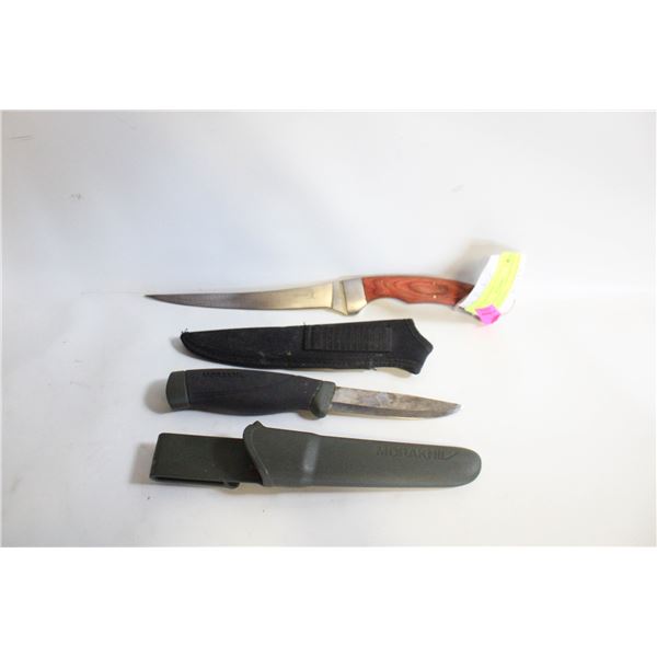 1 FILLET KNIFE + 1 SWEDEN MORA HUNTING KNIFE