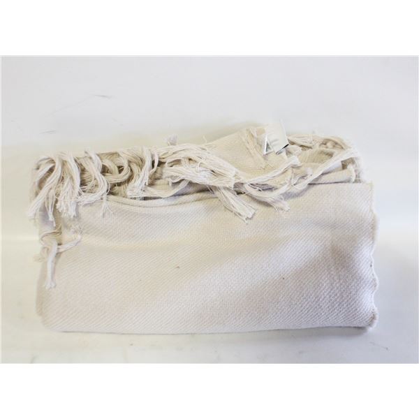 INDIGO FRINGED COTTON BLANKET- 60 X 50