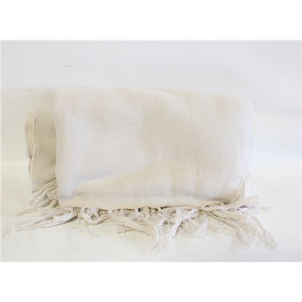 INDIGO FRINGED COTTON BLANKET- 60 X 50