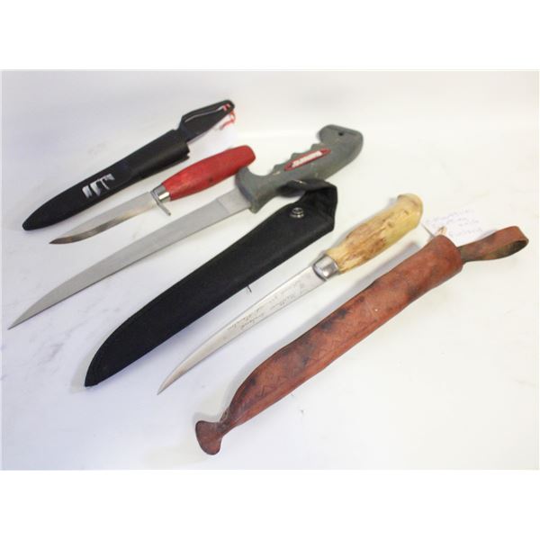2 FILLET KNIVES + 1 SWEDEN MORA HUNTING KNIFE