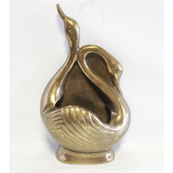 VINTAGE SOLID BRASS SWAN HANGING