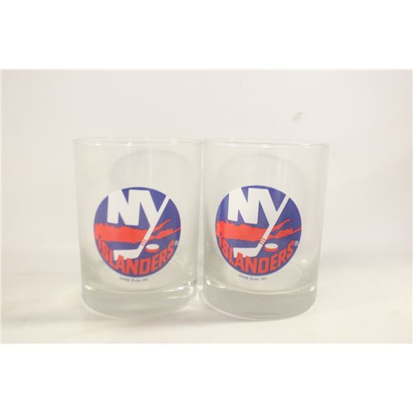 NY ISLANDERS GLASS GIFT SET OF 2 CUPS
