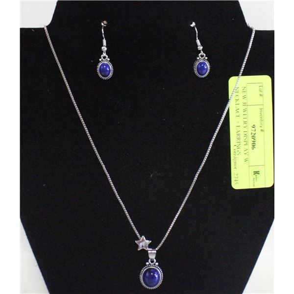 NEW JEWELRY DISPLAY W/ NECKLACE + EARRINGS