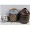 Image 1 : ART POTTERY LIDDED SUGAR BOWL, VASE AND