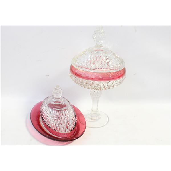 INDIANA GLASS DIAMOND PATTERN LIDDED