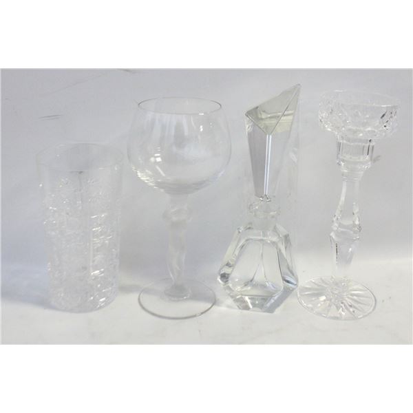 CRYSTALL LOT: TUMBLER, PERFUME BOTTLE,