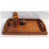 Image 1 : WOODEN TRAY, FROG BOX+FOLK ART CANISTER