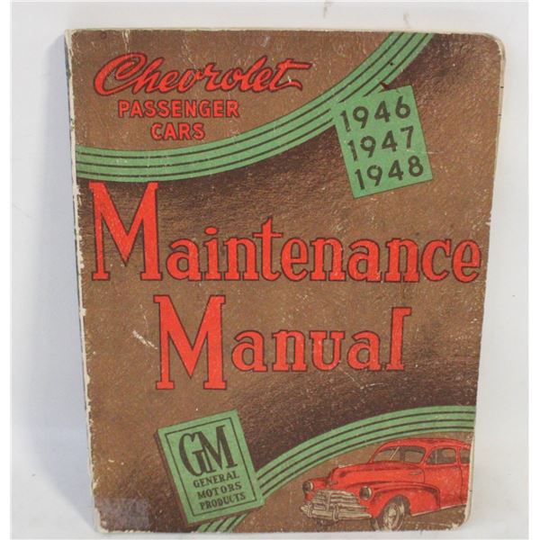 CHEVROLET CARS MAINTENANCE MANUAL 1946,47,48