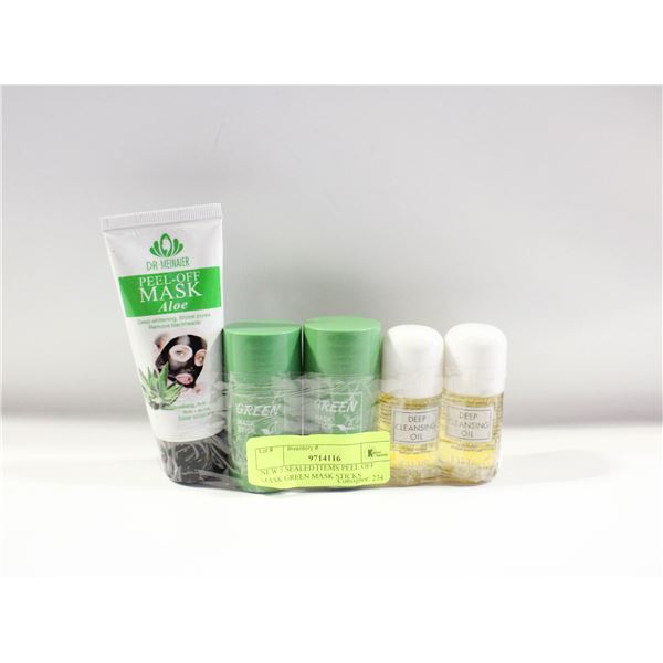 NEW 5 SEALED ITEMS PEEL OFF MASK GREEN MASK STICKS