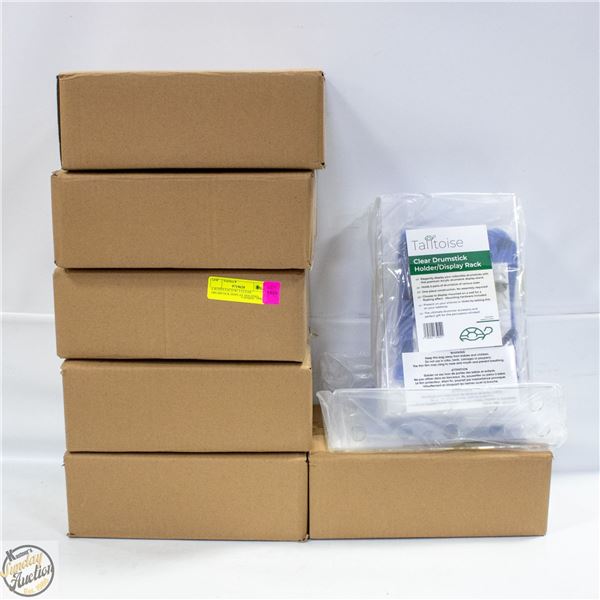 6 BOXES EACH W/ 2 CLEAR DRUMSTICK DISPLAY HOLDERS