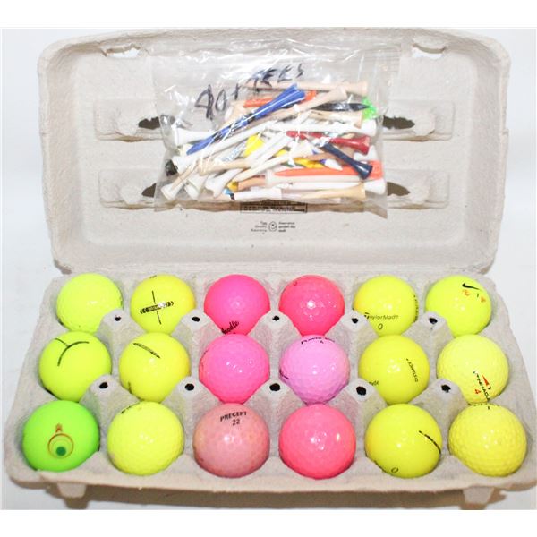 18 COLOR GOLF BALLS + TEES