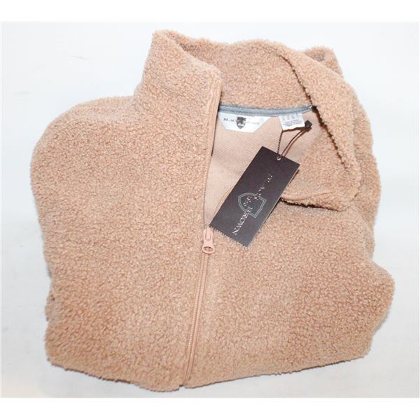 BLACK BROWN WOMEN'S ZIPPER SHERPA JACKET- MEDIUM
