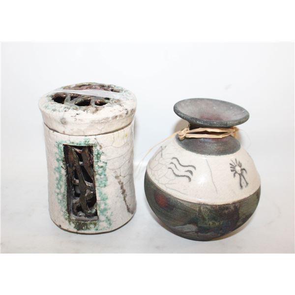 RAKU POTTERY VASE AND POTPOURRI