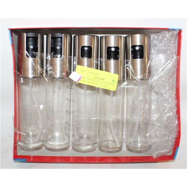 NEW 5 BOTTLES OIL & VINEGAR DESPENSERS FOR KITCHEN
