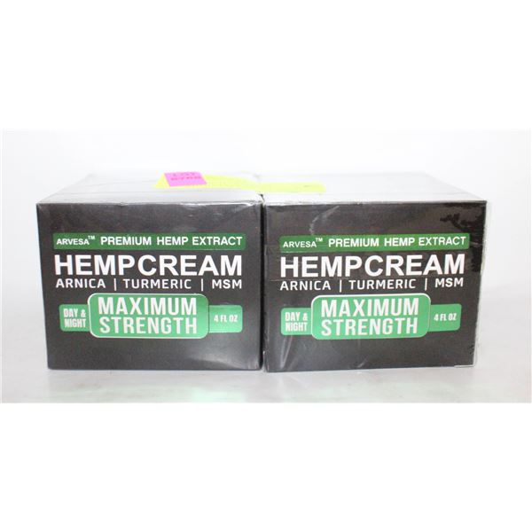 NEW 2 SEALED HEMP CREAM MAXIMUM STRENGTH ARNICA