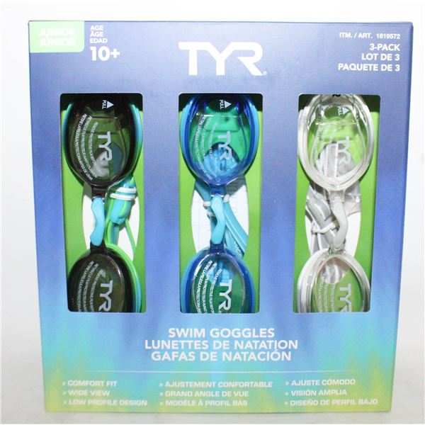 NEW TYR JUNIOR GOGGLES 3PK