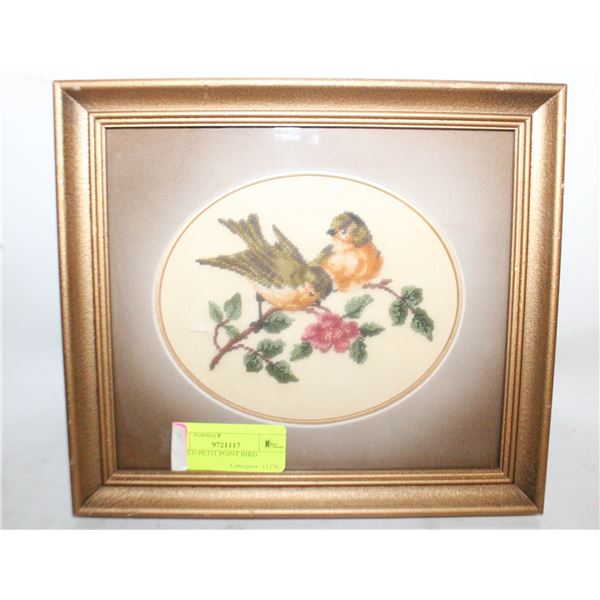 FRAMED PETIT POINT BIRD