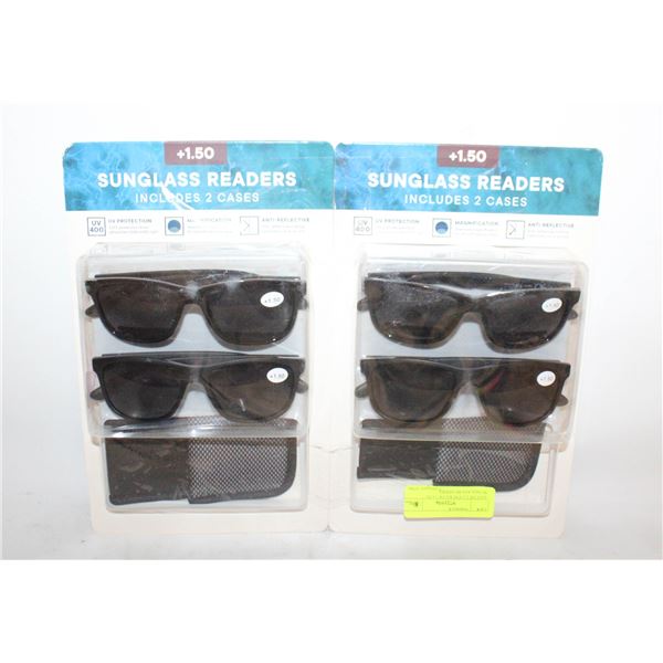 LOT OF 2 2 PACKS OF +1.50 SUNGLASS READERS