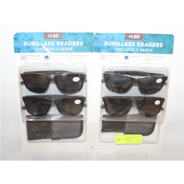 LOT OF 2 2 PACKS OF +1.50 SUNGLASS READERS