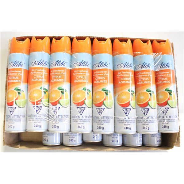 NEW 15 CANS ALIBI AIR FRESHNER CITRUS 240G EACH