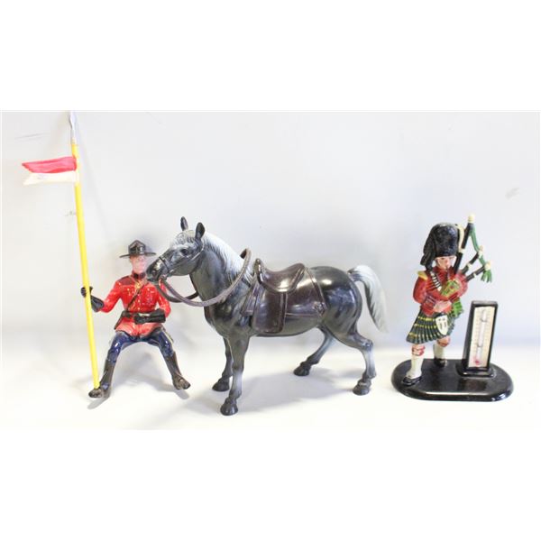 VINTAGE RCMP ON HORSE & BAGPIPER THERMOMETER