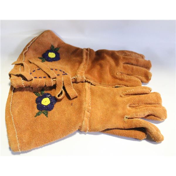 COWHIDE GAUNTLET GLOVES SMALL