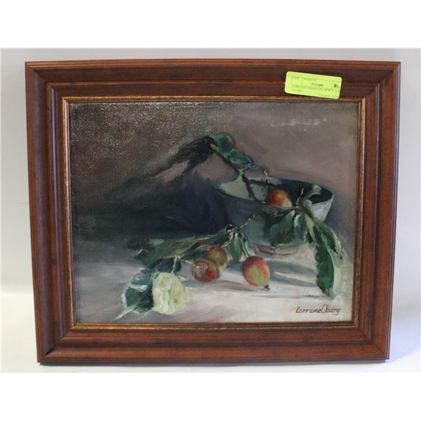 LORRAINE OBERG OIL 18”W X 15’H PLUMS